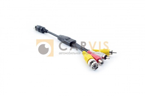 Кабель 4-pin (мама) — 1 bnc + 2 rca + 1 power, 0,2 метра